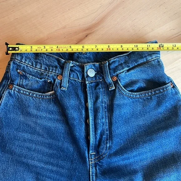 BUCK MASON Wide Leg Button Fly High Waisted Denim Deck Jean - Picture 7 of 10